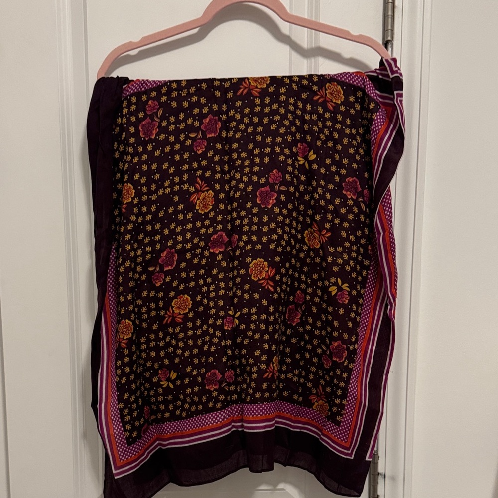 LOFT Floral Scarf - Purple and Orange